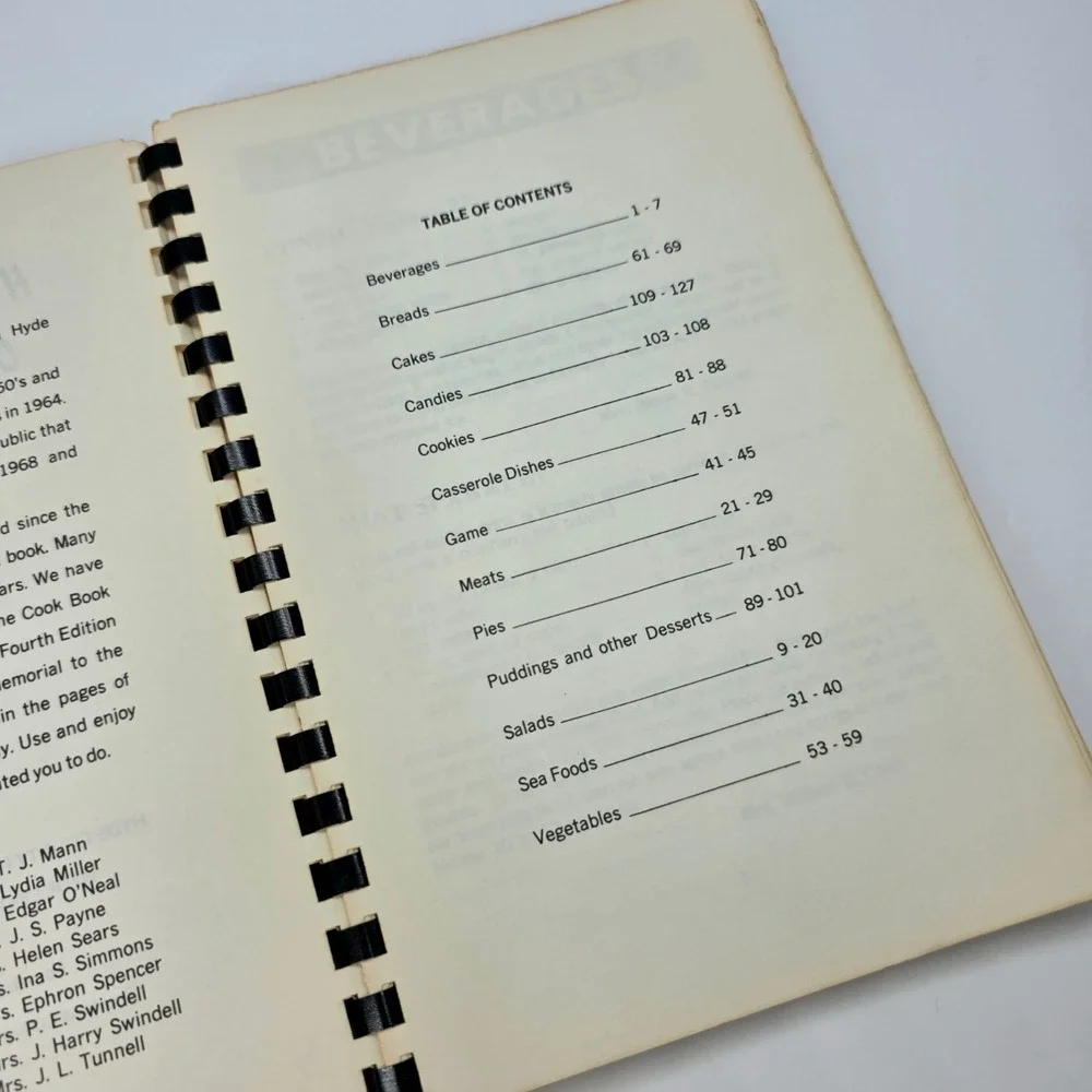 Hyde County Cookbook 1973 North Carolina Vintage‎ Spiralbound Recipes